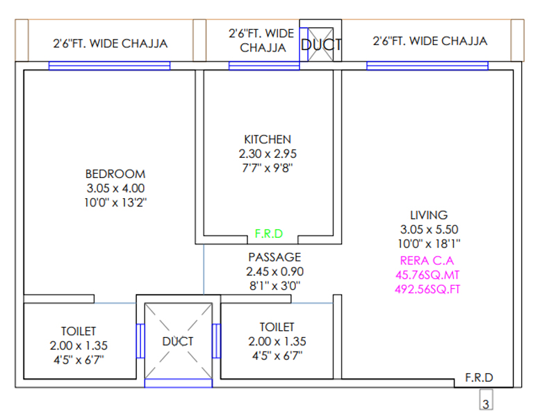 1 BHK Floor Plan